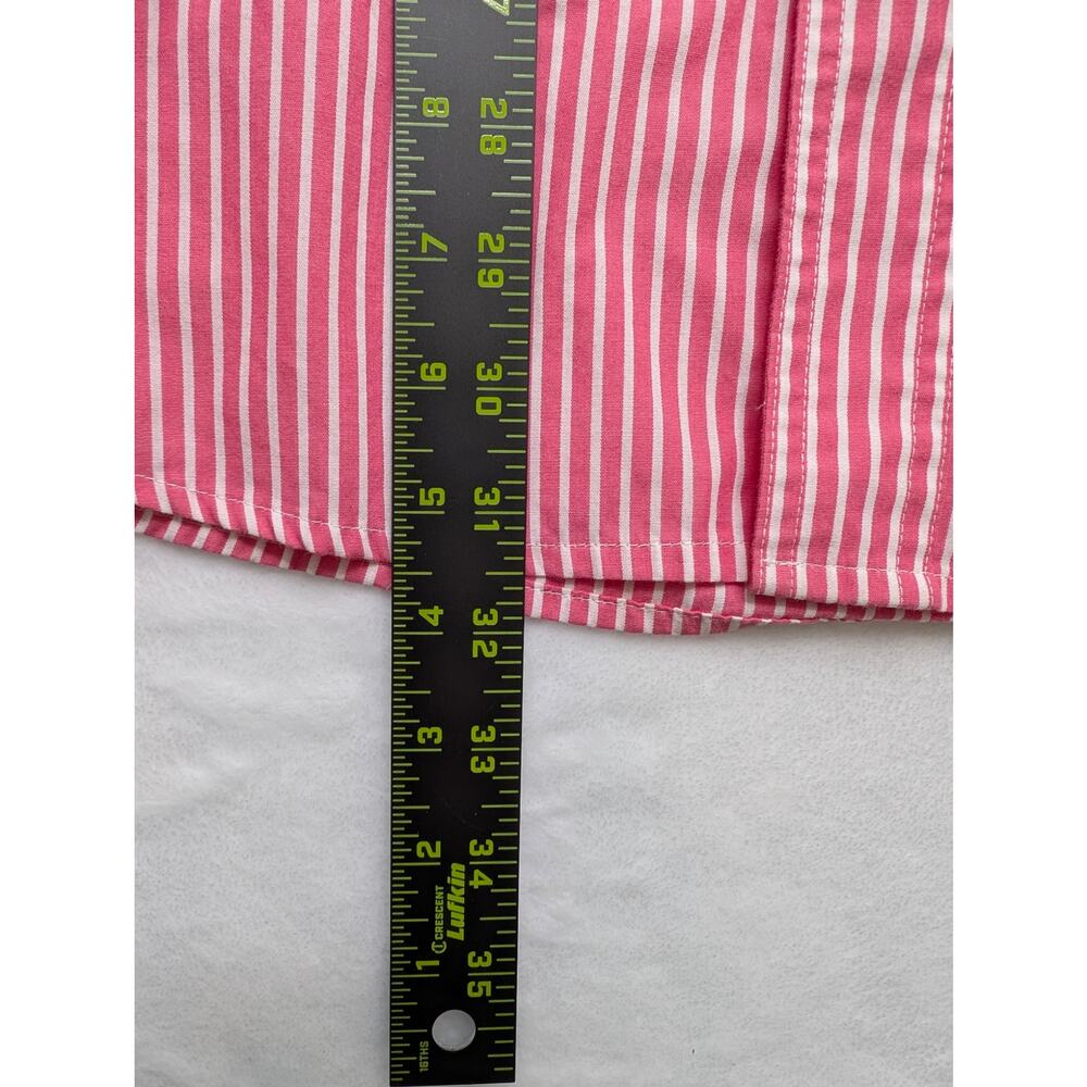 Chaps Easy Care Mens Button Down Shirt - XL Red White‎ Vertical Stripe - Picture 5 of 6